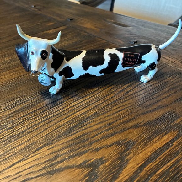 WEINER DOG/COW FIGURINE – Whimsical and Comical, Black & White - Picture 3 of 13